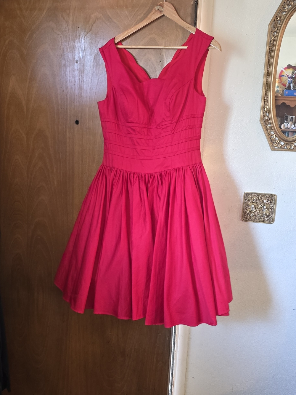 Unique Vintage Red  Pink Sleeveless Fit & Flare Dress